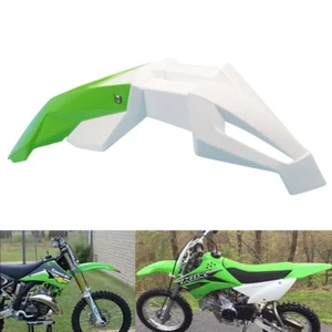 Motocross Enduro Supermoto Universal Front Fender Mud Guard Cover White & Green - Picture 1 of 7