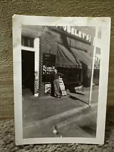 Vintage Black White Photo Of Young Man Standing Outside Of A Store 4.5” X3” - Picture 1 of 2