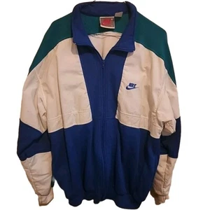 Vintage Nike Men’s Gray Tag Zip Up Track Jacket Blue Green White Large - Picture 1 of 7
