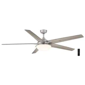 Hampton Bay Industrial Ceiling Fan Led Reversible Blade Dimmable Brushed Nickel - Picture 1 of 7