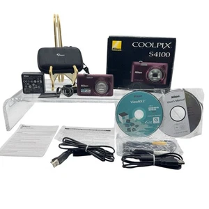 Nikon Coolpix S4100 Digital Camera PLUM w/ TOUCHSCREEN Orig Box + Case Video - Picture 1 of 20