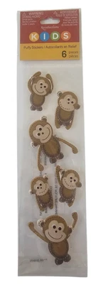 Recuerdos Niños Mono Hinchado Pegatinas Marrón 6 Piezas Dimensional Álbum de Recortes Foto 1 de 4