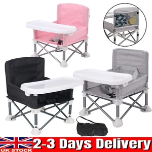 Baby Travel Booster Seat with Tray Toddler Portable Folding Indoor/Outdoor Chair - Picture 1 of 11