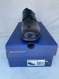 Rockport Men's Charles Road Black Leather Plain Toe Oxfords V80553 US SIZE 9M - Picture 1 of 5