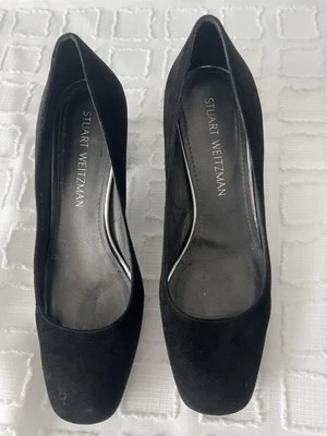 Zapatos de salón Stuart Weitzman Marymid negros tacón ancho gamuza talla 7 ancho Foto 1 de 4