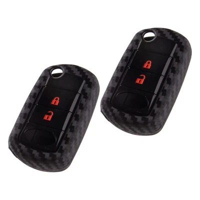 2pcs Carbon Fiber Remote Key Fob Cover Fit For Land Rover LR3 Range Rover Sport - Image 1 of 4