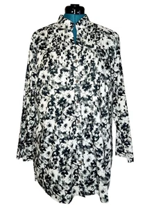 Women’s Michael F Black White Grey Cotton Smoke Splash Blouse Shirt Size 3X - Picture 1 of 6