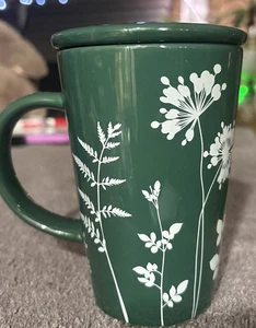 David’s Tea The Perfect Mug Dandelions Dark Green With Lid 12 Oz - Picture 1 of 8
