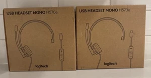 2-Logitech H570e USB Headset w/ Microphone and Inline Controls SEALED BOX NEW - Picture 1 of 8