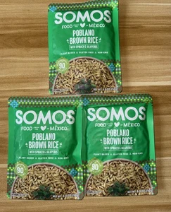 3PACK of Somos Plant Based Poblano Brown Rice with Spinach & Jalapenos 8.8 oz - Picture 1 of 6