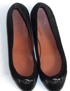 Vestido Coach Leila Plano Gamuza Cuero Negro Punta Redonda Ballet Cómodo Talla 10B - Imagen 1 de 8
