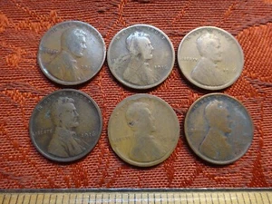 1916 Lincoln Copper Penny Cent 1c Lot of 6 - Mixed Condition - Free S&H USA - Picture 1 of 6