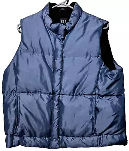 VTG Gap Puffer Vest Down Filled Warmest Mens L Blue Full Zip Lined 90s 1999 EUC - Picture 1 of 8