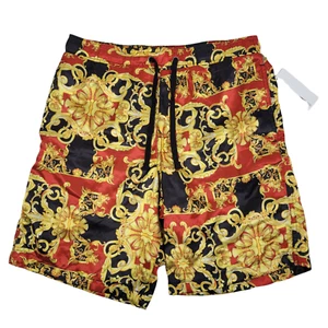 Moda Nova pantaloncino uomo medio luci esci poliestere nero lucido rosso oro - Foto 1 di 10