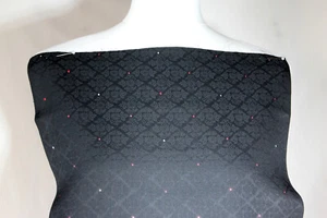 vintage Japanese kimono woven silk fabric black traditional floral pattern 1 - Picture 1 of 23