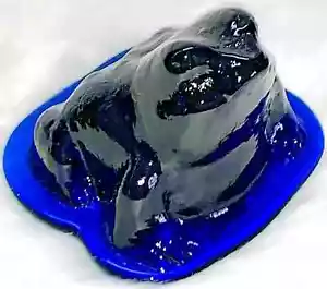 HTF Cobalt Blue VIKING FROG Puddle Paperweight / Art Glass Figurine 4" Beautiful - Picture 1 of 11