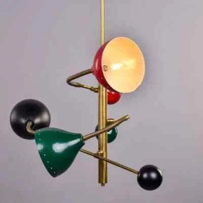 Chandelier, 1950s Mid-Century Stilnovo 3 Arm Sputnik Chandelier Modern Brass - Image 1 of 4