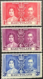 Basutoland, Coronation Issue, Full Set, King George VI, Scott 15-17, MLH, F-VF - Picture 1 of 2