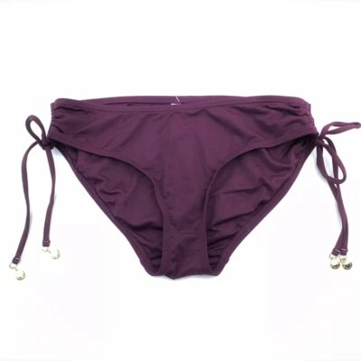 Parte inferior de bikini Anne Cole berenjena púrpura ceñida con corbata lateral talla XS Foto 1 de 4