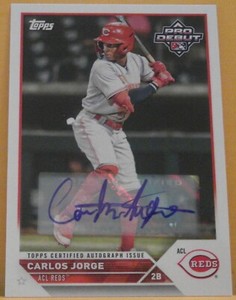 2023 Topps Pro Debut Carlos Jorge Rookie Autograph Cincinnati Reds PD-74 RC Auto