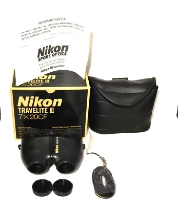 Nikon Binoculars Travelite III 7 x 20 CF In Original Box Paperwork Warranty - Image 1 of 4