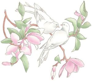 White Dove Pink Magnolia Flowers Select-A-Size Waterslide Ceramic Decals Xx 