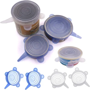 Silicone Pet Food Can Lids - Reusable Stretch Covers for Dogs & Cats, 4 Pack - Picture 1 of 12