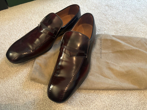 Scarpe eleganti mocassino uomo Bottega Veneta made in Italy pelle bordeaux nuove con etichette 41 9D