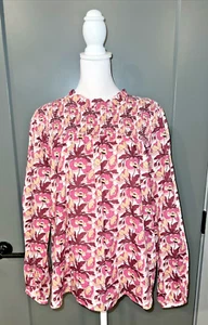 J. Crew Smocked Button-Back Top in Liberty® Butterfield Poppy Organic Cotton L - Picture 1 of 9