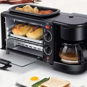 Multi functional Breakfast Station Mini Oven & Non Stick Griddle & Coffee Maker - Picture 1 of 7