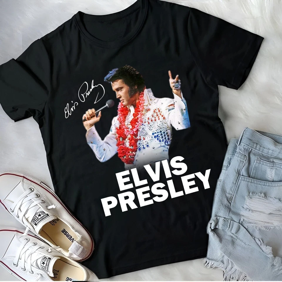 Elvis Presley Cotton Black All Size Men Women Tee Shirt C022 - Image 1 of 3