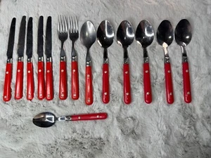 Vintage Besteck Besteck Rot Inox Edelstahl 70er Jahre Bunt Ersatz Konvolut Retro - Bild 1 von 5