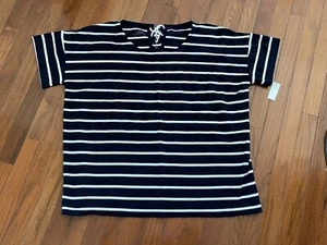 Neu Talbots Damen marineblau und weiß gestreiftes Top Shirt Größe 2X - Bild 1 von 12