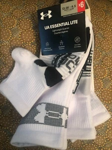 UA UNDER ARMOUR 3 prs ESSENTIAL LITE QUARTER SOCKS SIZE SMALL 13.5K - 4.5Y - Picture 1 of 3