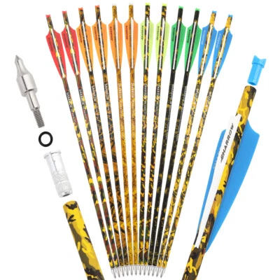 12pcs 16" 17" 18" 20" 22" Archery Bolts Carbon Arrows Bow Hunting Shooting - Image 1 of 4
