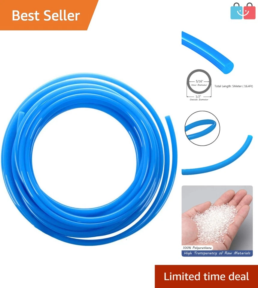 Flexible 1/2" OD Blue PU Tubing for Air Compressors - High-Pressure Capabilities - Image 1 of 4