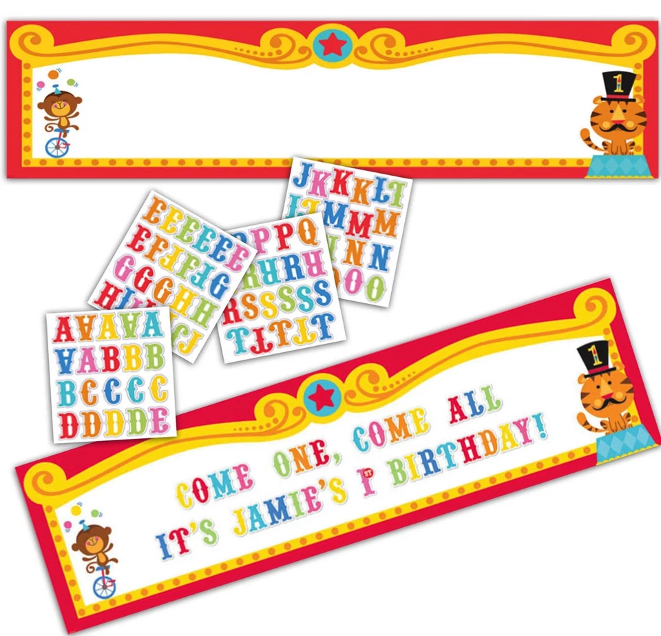 Fisher Price Big Top Circo Fiesta Suministros Personalizado Gigante Banner Kit 5' de ancho Foto 1 de 1