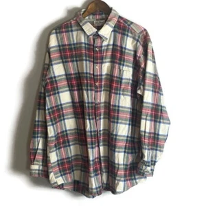 VINTAGE LL BEAN Mens Red Flannel Button Up Long Sleeve Shirt Size XXL Grunge 90s - Picture 1 of 8