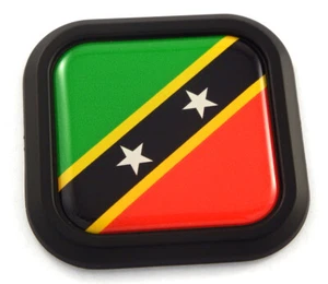 St. Kitts and Nevis Flag Square Black rim Emblem Car 3D Decal Badge Bumper 2" - Foto 1 di 7
