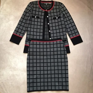 Traje Falda Karl Lagerfeld Chaqueta con Botones Falda Lápiz Algodón Ventana Panel S - Imagen 1 de 12