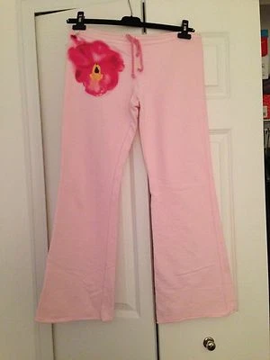 NUEVO PANTALÓN DE CHÁNDAL LIGERO ROSA CON FLORES LOUNGE TRACK 100% ALGODÓN ÚNICO CON SM Foto 1 de 3