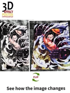 Luffy Gear Fourth-One Piece 3D poster,3D Lenticular Flip Effect,Anime Manga,2in1 - Picture 1 of 8