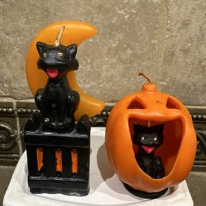 DE COLECCIÓN GURLEY GATO NEGRO en JACK-O'-LANTERN Y GATO NEGRO con VELAS HALLOWEEN LUNA - Imagen 1 de 13