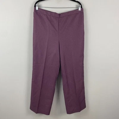 Alfred Dunner Pull On Pants Size 16 Short Purple Classic Straight Leg - Image 1 of 4