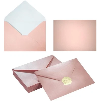 Sobres brillantes de 50 piezas con pegatinas doradas para tarjetas de invitación de boda, gr... Foto 1 de 4