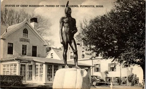 Plymouth MA Postal Nativo Americano Massasoit Estatua Tienda de Souvenirs Plymouth - Imagen 1 de 3