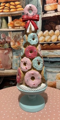 Tk Maxx Christmas, Tall Pastel Doughnut Tree,Red Bow,16 Inch, Cute! - Image 1 of 4