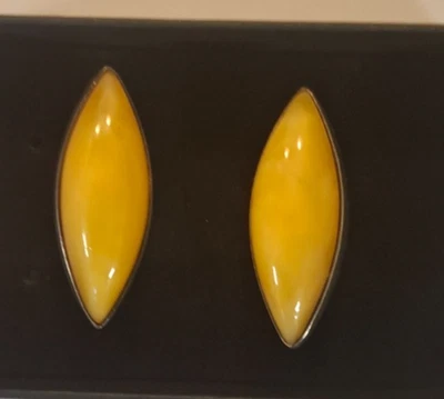 Butterscotch Bernstein alte Manschettenknöpfe Silber 835 - Bild 1 von 4