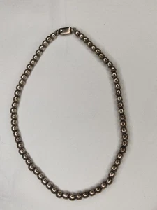 Sterling Silver Beaded Ball Necklace From Mexico 16 In - Picture 1 of 8