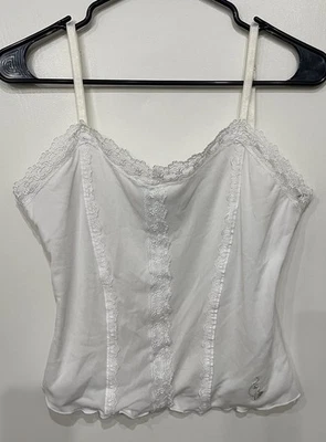 De Colección Baby Phat XL Blanco Encaje Ribete Cami Recortado Logo Coqueta Años 90 Y2K Sexy Hada Foto 1 de 4